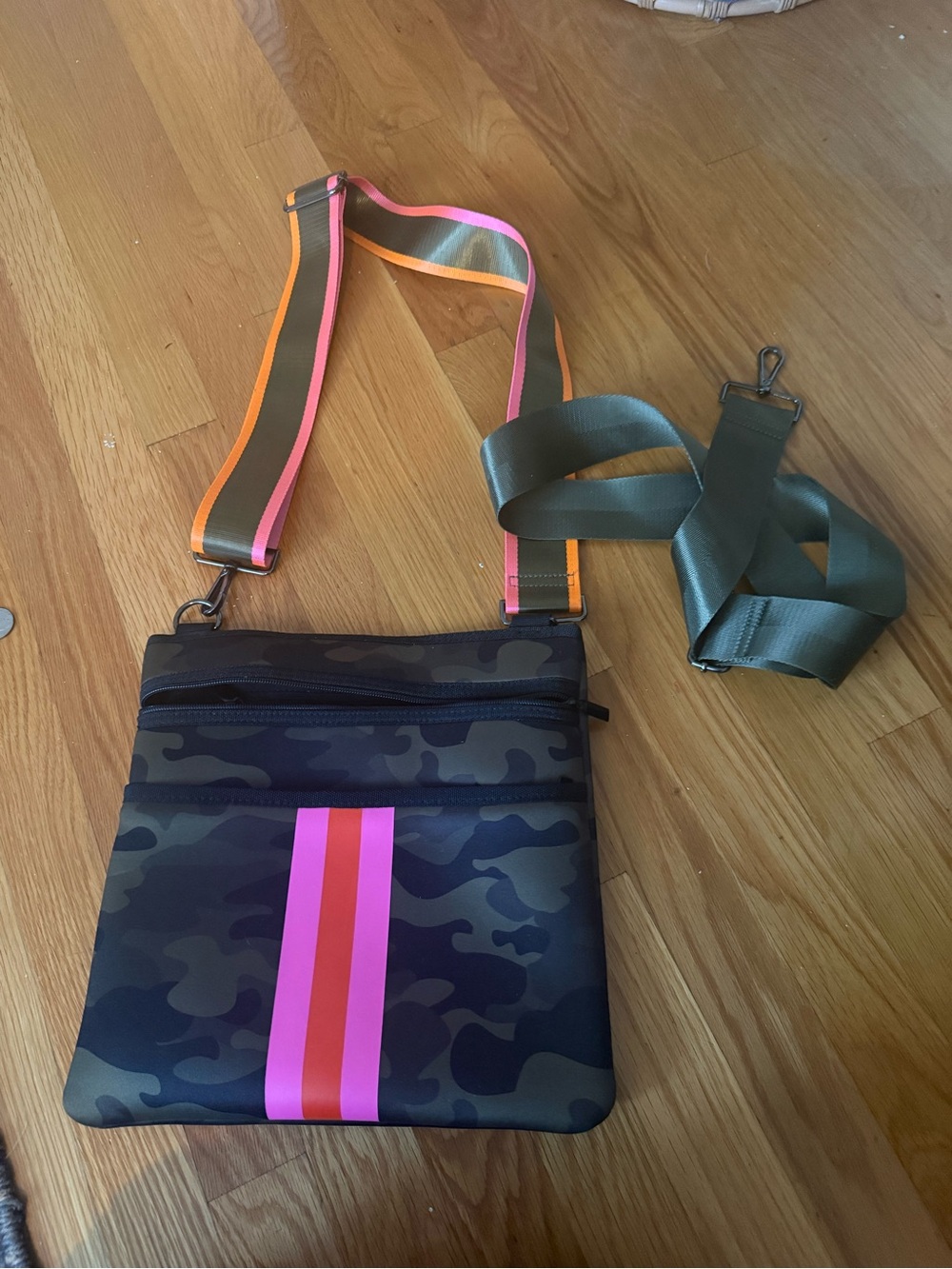 Haute Shore Camo Crossbody Bag – Pink Stripe + 2 Straps